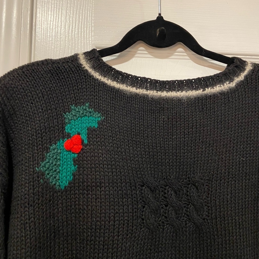 VTG Marisa Christina Size M/L Hand Knit Christmas Sweater World Peace Globe - Picture 6 of 9